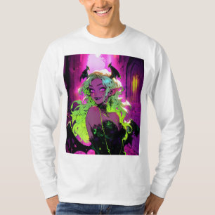 Neon Succubus Demon Anime Girl T-Shirt