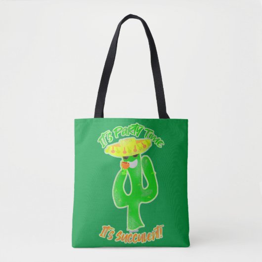 Neon Succulent Party Time Cactus Logo Tasche (Vorderseite)