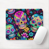 Neon Sugar Skull Mousepad (Mit Mouse)
