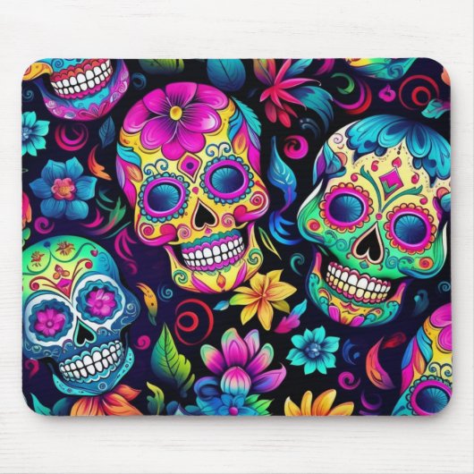 Neon Sugar Skull Mousepad (Vorne)
