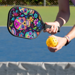 Neon Sugar Skull Pickleball Schläger