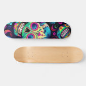 Neon Sugar Skull Skateboard (Horizontal)