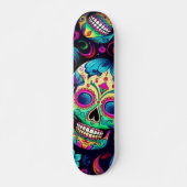 Neon Sugar Skull Skateboard (Vorne)