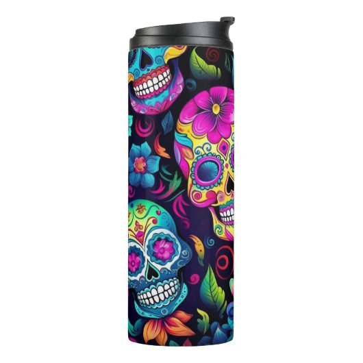 Neon Sugar Skull Thermosbecher (Nach links gedreht)