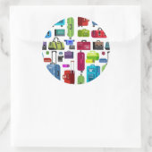 Neon Suitcases Runder Aufkleber (Tasche)