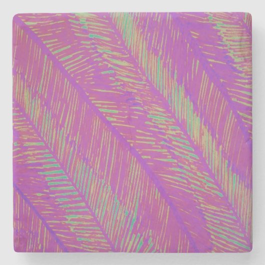 Neon Summer Lila Palms Steinuntersetzer (Vorderseite)