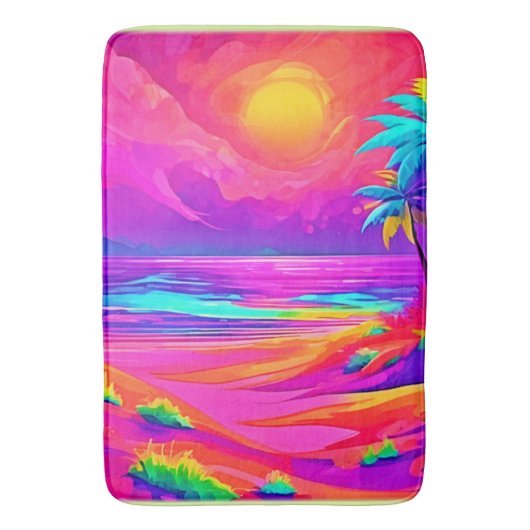 Neon Sun & Beach Bliss Badematte (Vorderseite Vertikal)