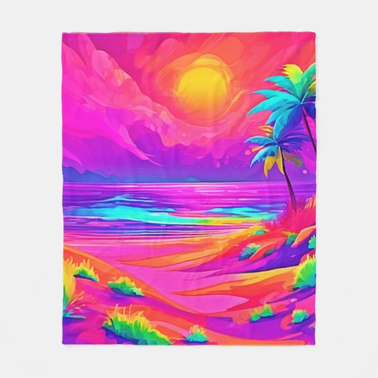 Neon Sun & Beach Bliss Fleecedecke (Vorderseite)