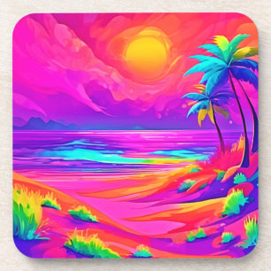 Neon Sun & Beach Bliss Getränkeuntersetzer