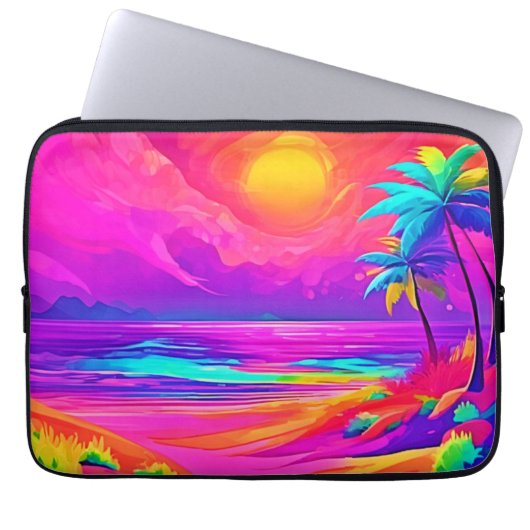 Neon Sun & Beach Bliss Laptopschutzhülle (Vorderseite)