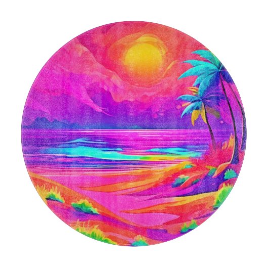 Neon Sun & Beach Bliss Schneidebrett (Vorderseite)