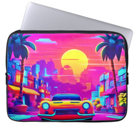 Neon Sunset City Drive Laptopschutzhülle