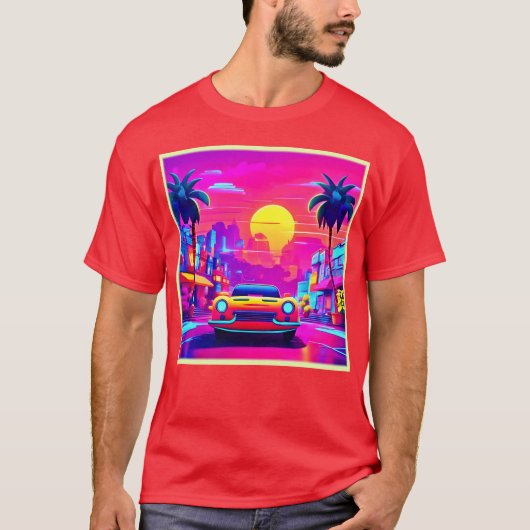 Neon Sunset City Drive T-Shirt (Vorderseite)