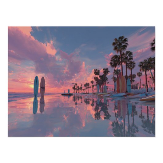 Neon Sunset Dream Palm Art Poster (Vorderseite)
