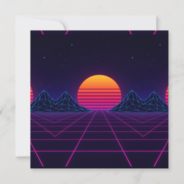 Neon Sunset Grid - Retro-Futuristische Synthwave S (Vorderseite)