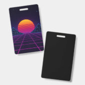 Neon Sunset Grid - Retro-Futuristische Synthwave S Ausweis (Vorder- & Rückseite)