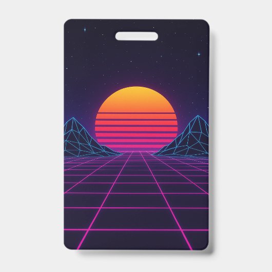Neon Sunset Grid - Retro-Futuristische Synthwave S Ausweis (Vorderseite)