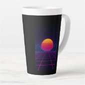 Neon Sunset Grid - Retro-Futuristische Synthwave S Milchtasse (Rechte Ecke)
