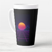 Neon Sunset Grid - Retro-Futuristische Synthwave S Milchtasse (Linke Ecke)