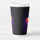 Neon Sunset Grid - Retro-Futuristische Synthwave S Milchtasse (Vorderseite)