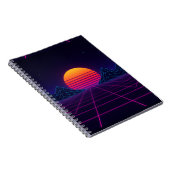 Neon Sunset Grid - Retro-Futuristische Synthwave S Notizblock (Rechte Seite)