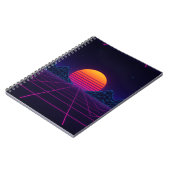 Neon Sunset Grid - Retro-Futuristische Synthwave S Notizblock (Linke Seite)