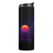 Neon Sunset Grid - Retro-Futuristische Synthwave S Thermosbecher (Nach links gedreht)