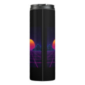 Neon Sunset Grid - Retro-Futuristische Synthwave S Thermosbecher (Rückseite)