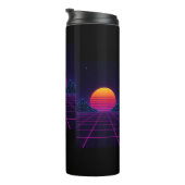 Neon Sunset Grid - Retro-Futuristische Synthwave S Thermosbecher (Nach rechts gedreht)