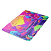 Neon Sunset Landschaft Badematte (Schrägansicht)