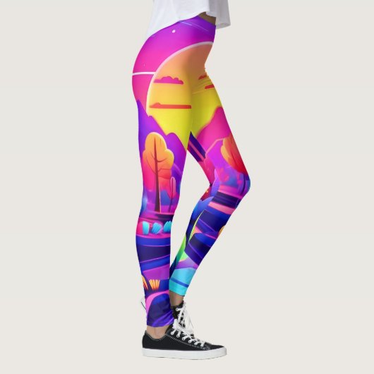 Neon Sunset Landschaft Leggings (Rechts)