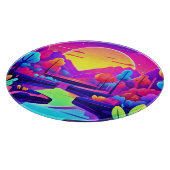 Neon Sunset Landschaft Schneidebrett (Ecke)