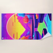 Neon Sunset Landschaft Strandtuch (Vorderseite)