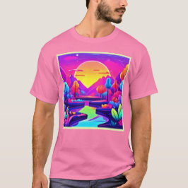 Neon Sunset Landschaft T-Shirt