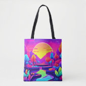 Neon Sunset Landschaft Tasche (Vorderseite)