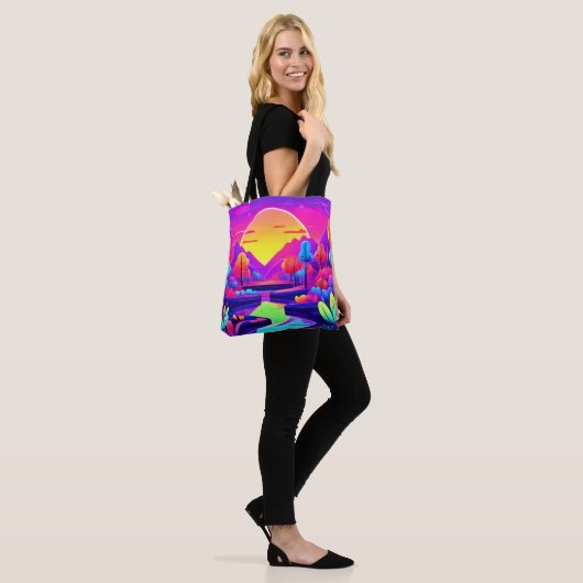 Neon Sunset Landschaft Tasche (Am Model)