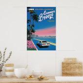 Neon Sunset Miami Art Print 80s Retro Summer Poster (Küche)