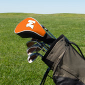 Neon Sunset Orange and White 3D Big Modern Initial Golf Headcover (In SItu)