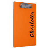 Neon Sunset Orange Solid Color Personalisiert Klemmbrett (Rechts)