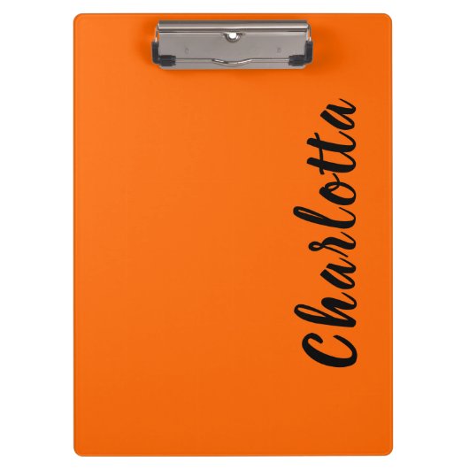 Neon Sunset Orange Solid Color Personalisiert Klemmbrett (Vorderseite)