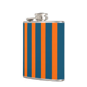 Neon Sunset Orange und Ocean Blue Cool Streifen Flachmann (Links)