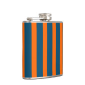 Neon Sunset Orange und Ocean Blue Cool Streifen Flachmann (Rechts)