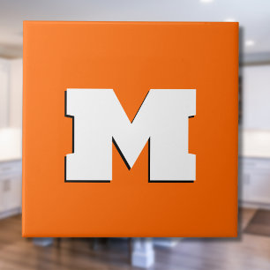 Neon Sunset Orange und White 3D Big Modern Initial Fliese