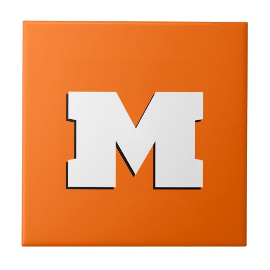 Neon Sunset Orange und White 3D Big Modern Initial Fliese (Vorderseite)