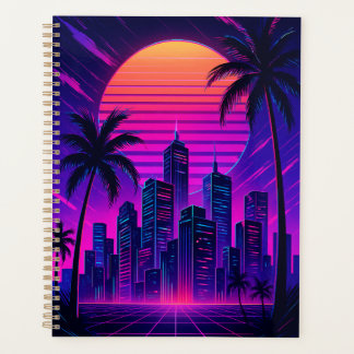 Neon Sunset Retro-Futuristic Citycape Planer