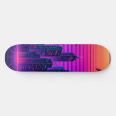 Neon Sunset Retro-Futuristic Citycape Skateboard (Horizontal)