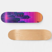 Neon Sunset Retro-Futuristic Citycape Skateboard (Horizontal)