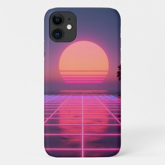 Neon Sunset Retro Phone Case (Rückseite)