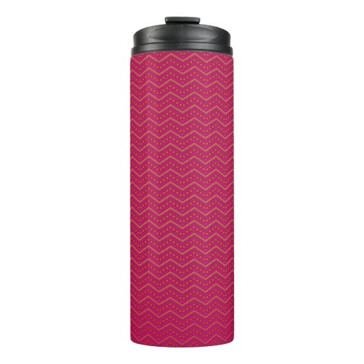 Neon Sunset Zickzack Pattern Thermosbecher (Vorderseite)