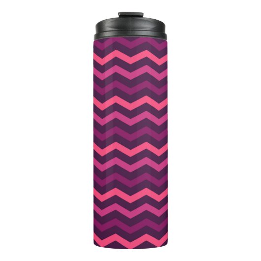 Neon Sunset Zickzack Pattern Thermosbecher (Vorderseite)